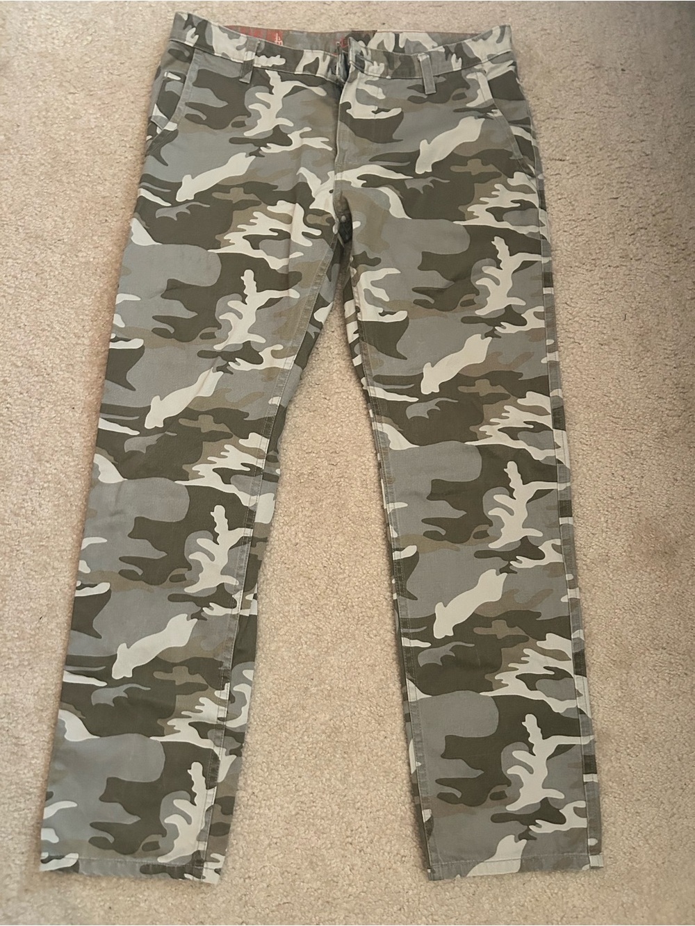 Men's Dockers Alpha Slim Khaki Chino Pants Camo Camouflage Green Slim Sz 34x32